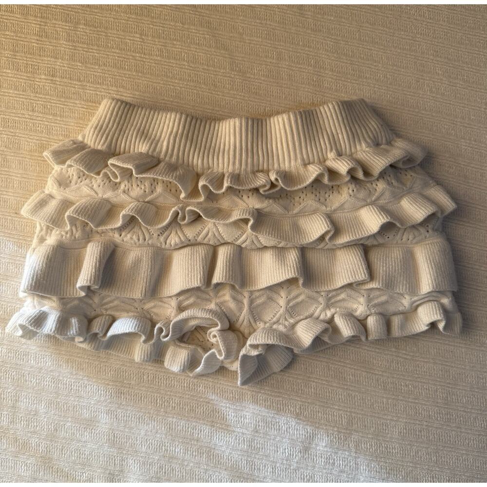 Reality Treat Knit Ruffle Baby Bloomers White Birthday Photo Shoot Size XS/S